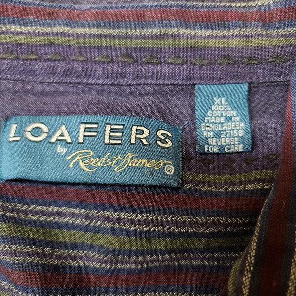 Loafers Reed St James Mens XL Purple Striped Long Sleeve Button Up Shirt - Picture 11 of 11